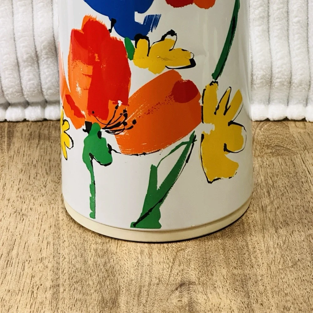 Vintage 70s Everest Vacuum‎ Air Pot Thermos APN-1900 Floral Poppies, Coffee, Tea